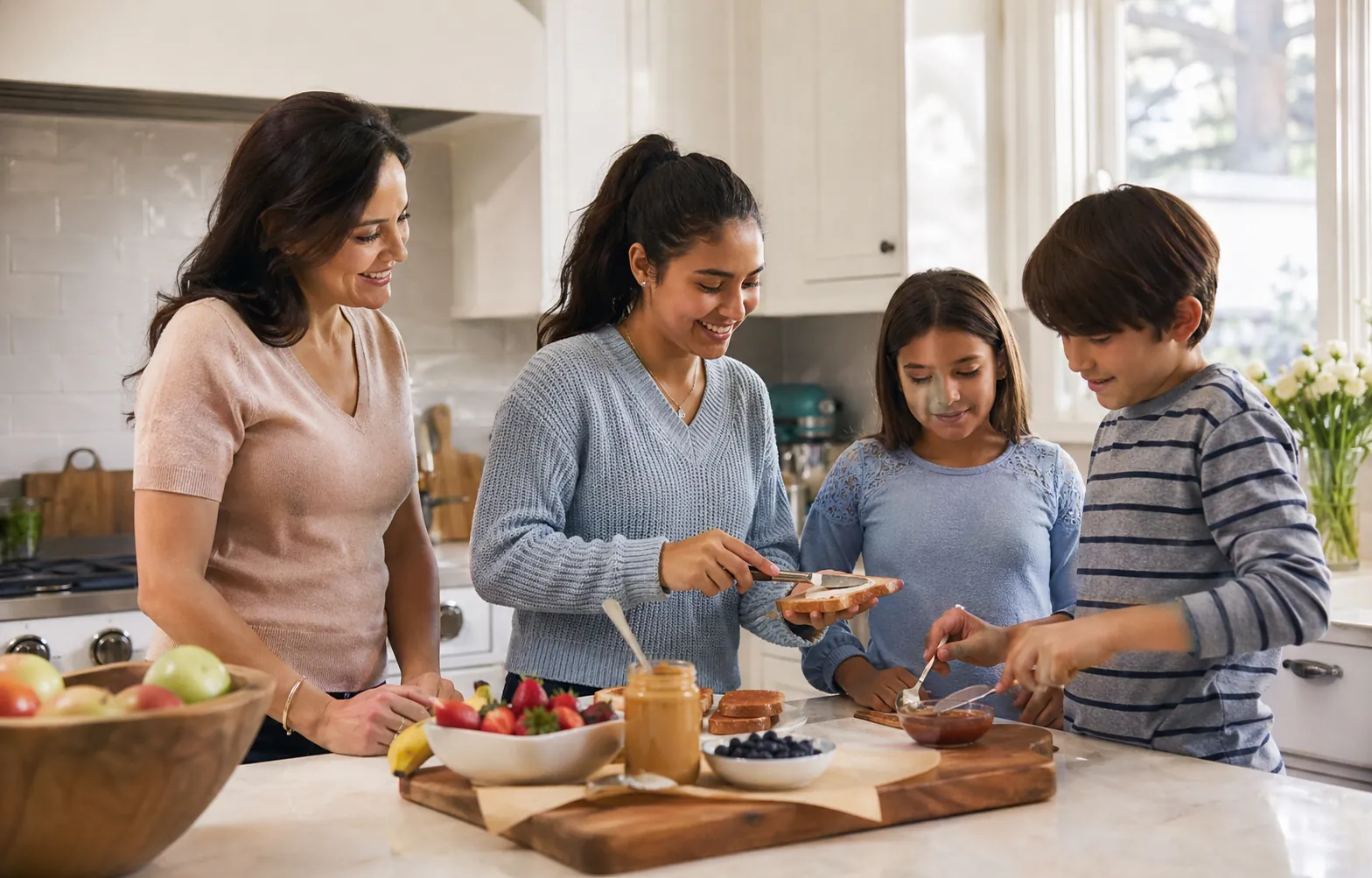 Au pair and host family together
