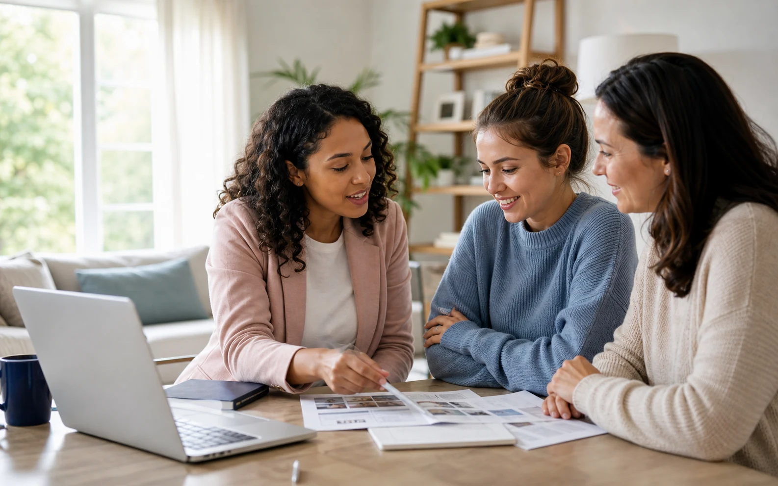 Advisor reviewing an au pair and host family match plan at home